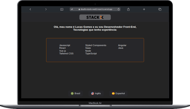 Imagem ddo projeto Desafio Stack X - ReacJS