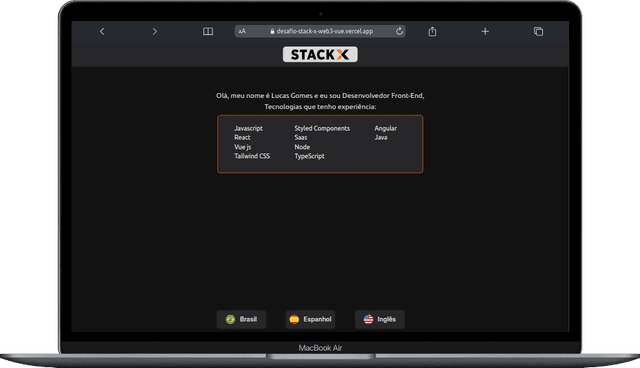 Imagem ddo projeto Desafio Stack X - VueJS